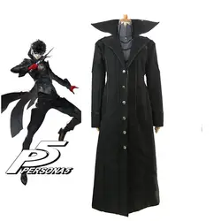 Персона 5 Акира Курусу Герой Экипировка Черная курточка рубашка брюки Костюмы форма Косплэй костюм с красными перчатками