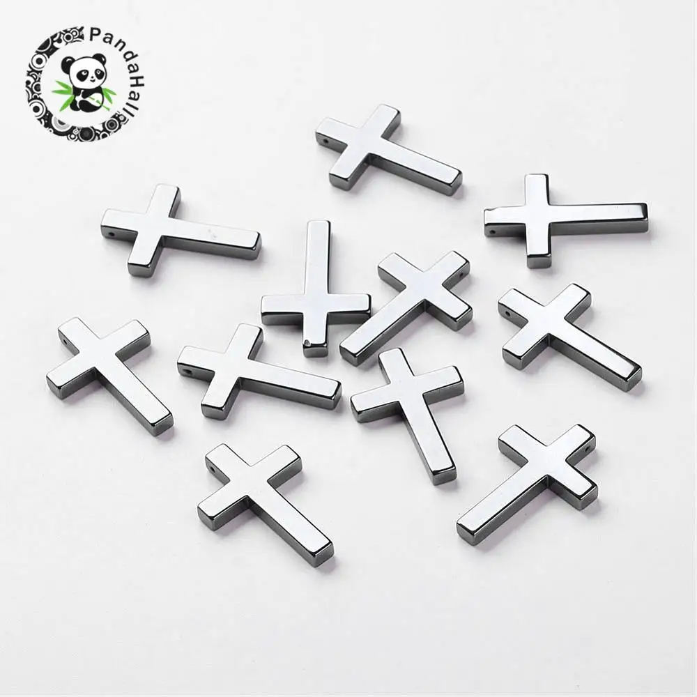 

Non-magnetic Hematite Pendants Black Cross Jewelry Making Accessories Size: 35x23x4mm, hole: 1mm 20pcs