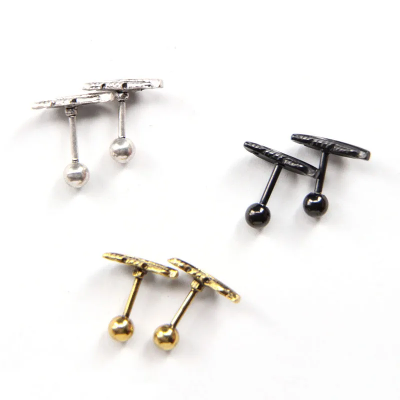Feather Barbell Earrings Stainless Steel