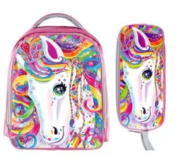 Красочный мультфильм Единорог книга рюкзак для девочек школьный Кот с короной школьные сумки детские рюкзаки для девочек-подростков