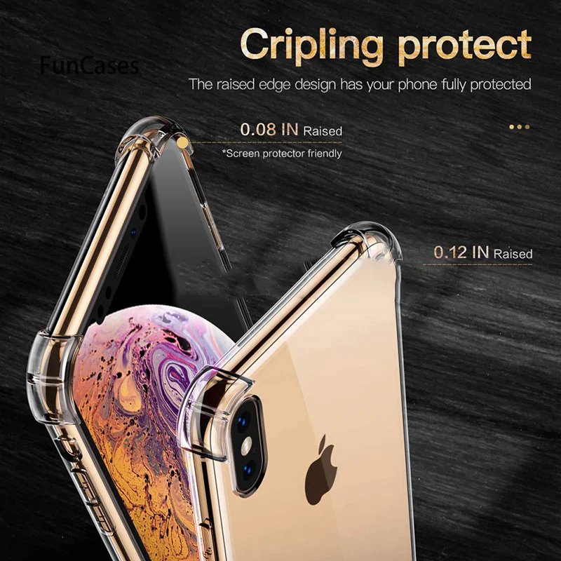 Противоударный бампер прозрачный силиконовый чехол для iPhone X XS XR Max 8 7 6 S Plus 5 5S SE