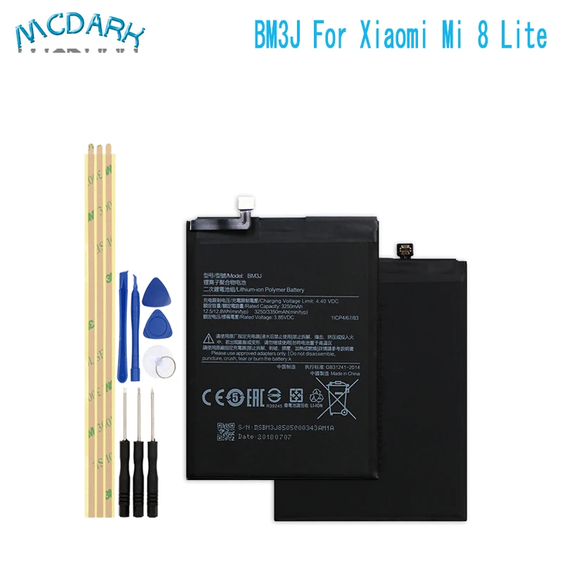 

3250/33250mAh Hight capacity for Xiaomi Mi 8 Lite BM3J Battery For Xiaomi Mi 8 Lite Cell Phone Replacement Batteries+Tools