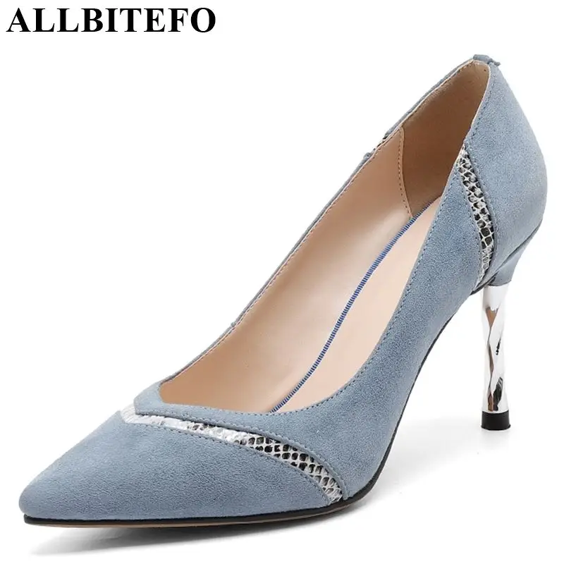 ALLBITEFO genuine leather super high heel shoes heels shoes Spring Autumn comfortable high heels wedding shoes tacones mujer