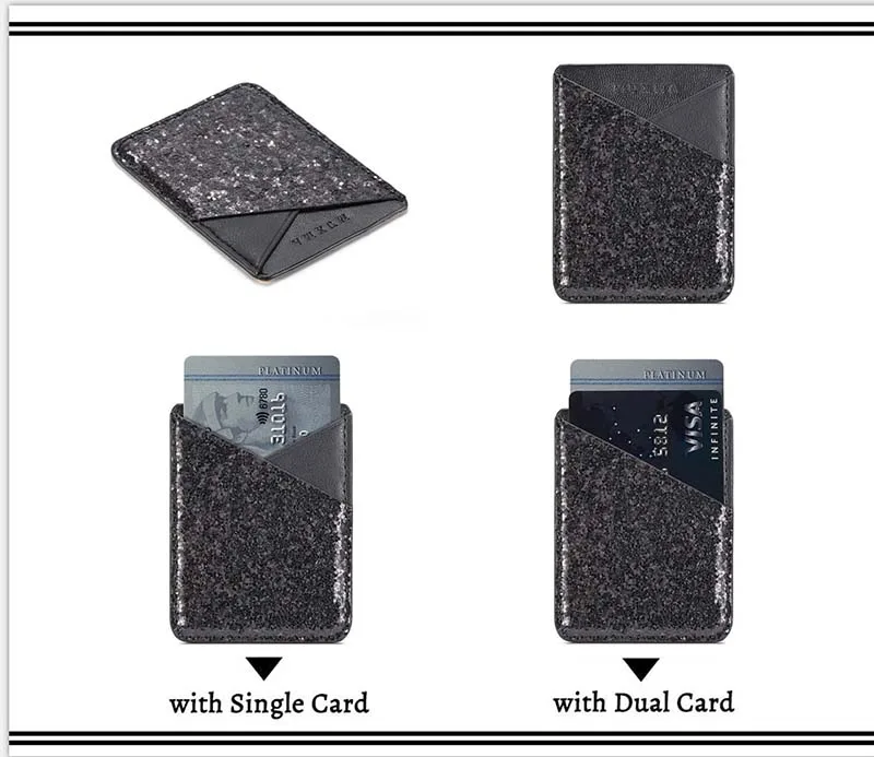 Bling Leather Card Holder Sticker For iPhone 12 11 Pro Max XS X XR 7 8 Plus Huawei Samsung A51 A71 S20 Ultra Note 10 Phone Case case for iphone 7