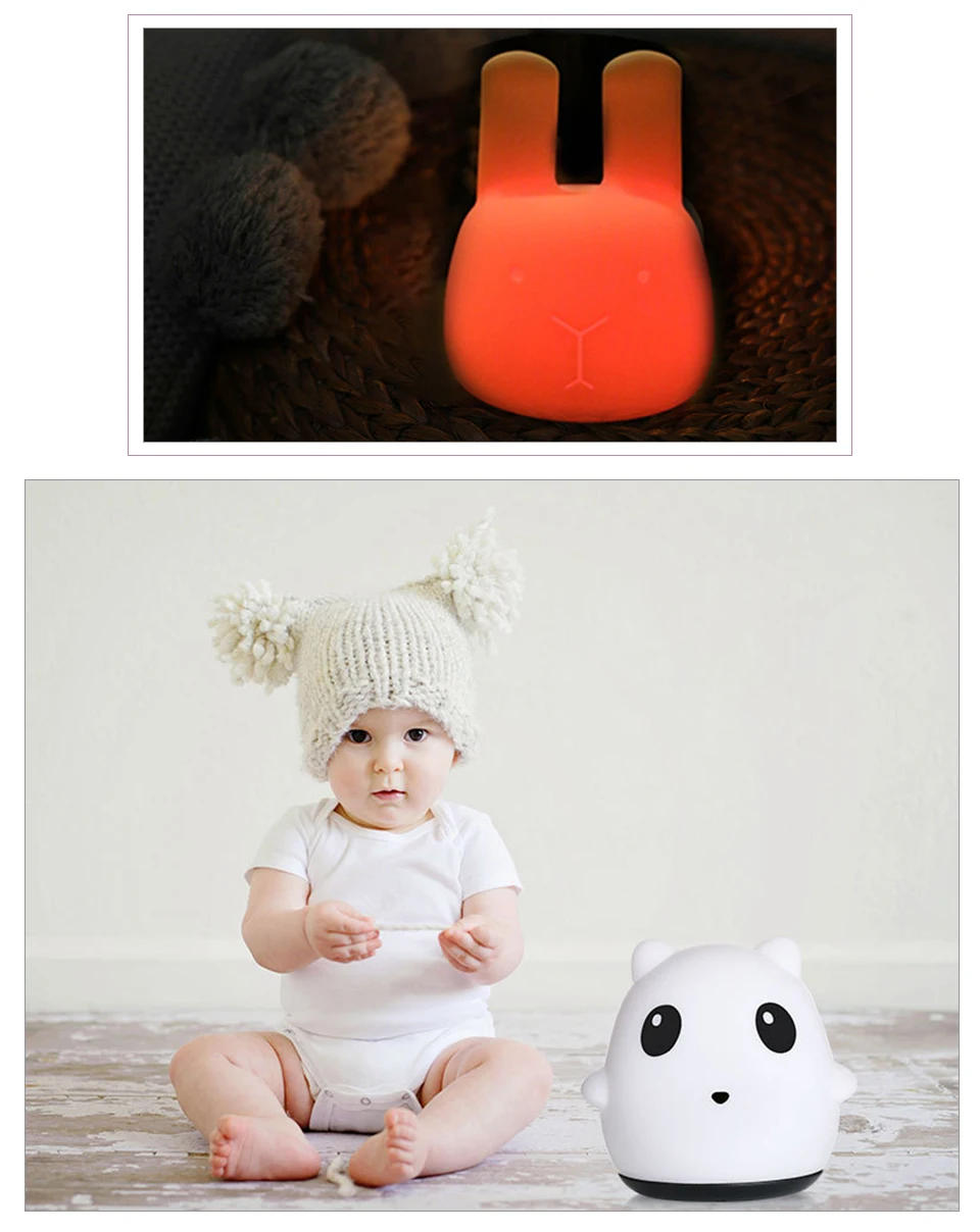 Touch Silicone Led Night Light USB Rechargeable Baby Children Kids Gift Animal Cartoon Lamp Bedside Bedroom (14)