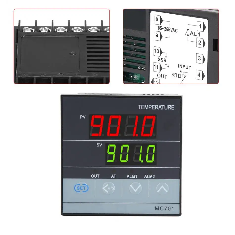 MC701 цифровой PID контроллер температуры водонепроницаемый к Тип PT100 датчик Входное реле SSR выход