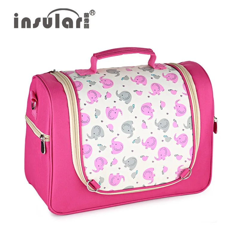  The new cartoon baby stroller has a special multi-function mummy waterproof canvas diaper bag 3 in1