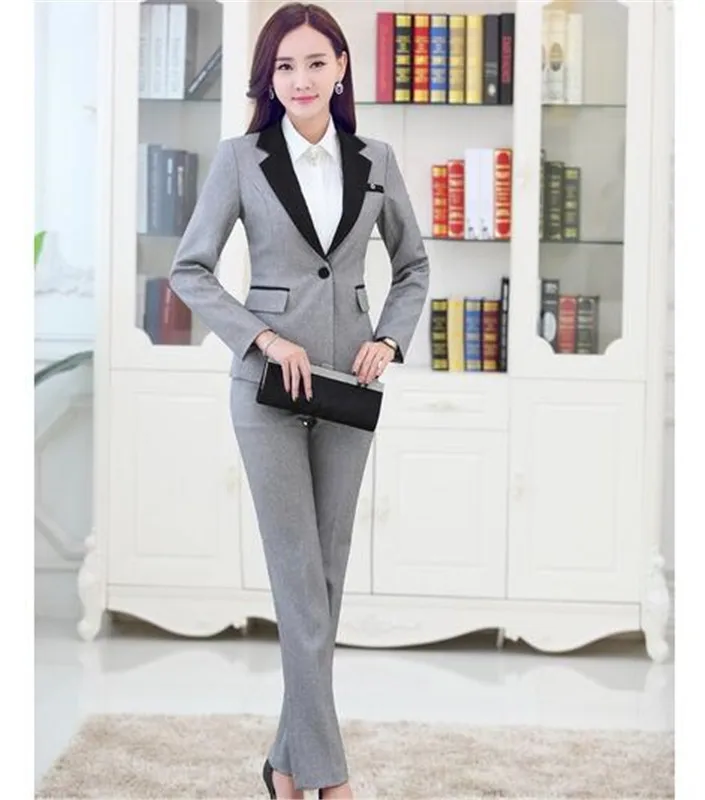 Elegant Orange Business Pant Suits for Women Plus Size Ladies Pantsuit ...