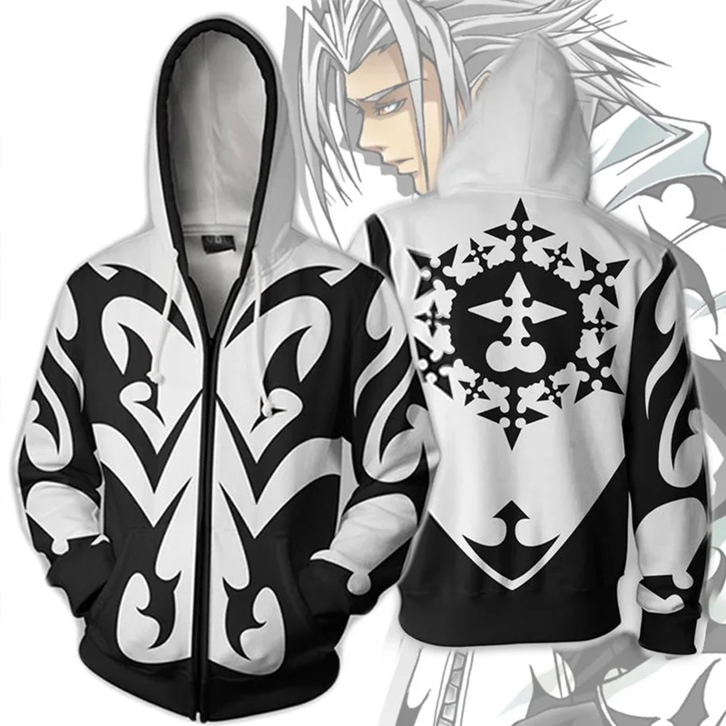 Anime Kingdom Hearts Sora Cosplay Hoodies Costume Men Women Sweatshirt Xemnas Zipper Coat Spring Jackets Luxtees (11)