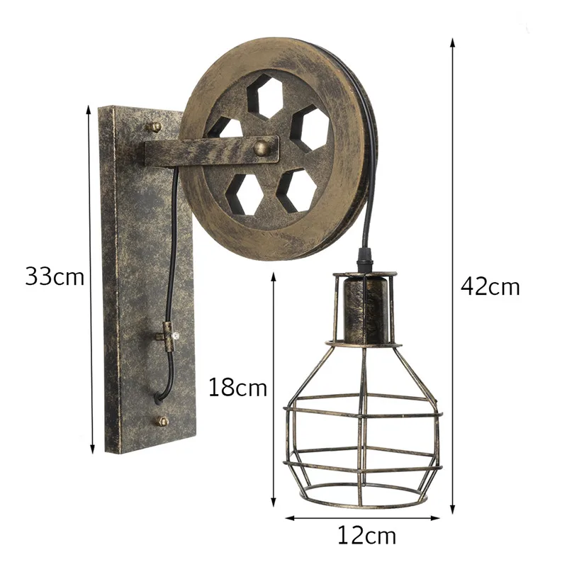 E27 светильники в стиле ретро светильники шкив настенный светильник подвесной светильник для кухни спальни гостиной настенный светильник бра