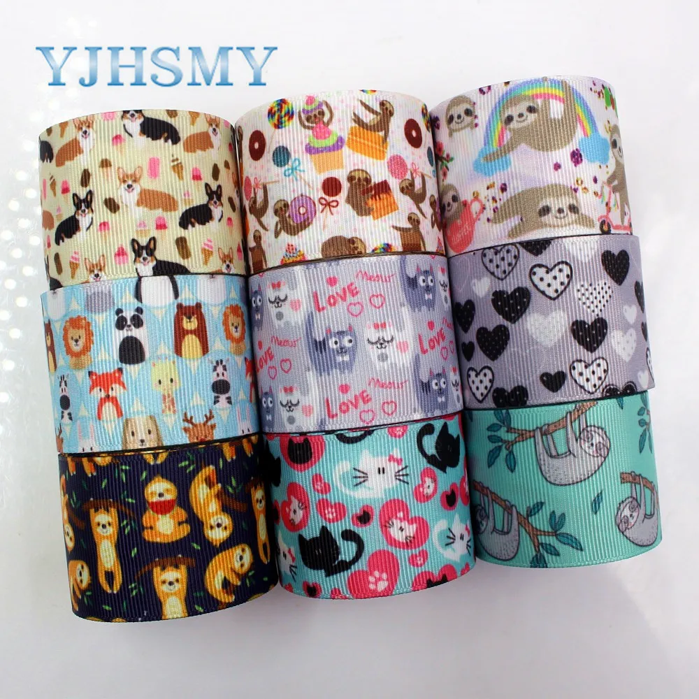 YJHSMY G-181029-1485 38 мм 5 ярдов Мультяшные Ленты Термотрансферная печать grosgrain