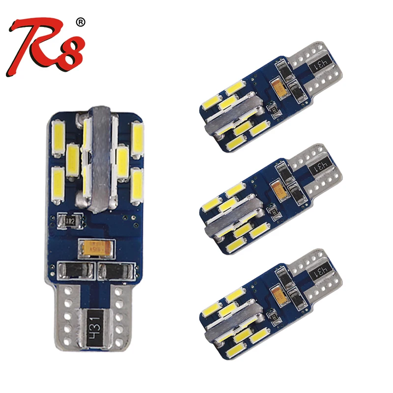

R8 4PCS T10 W5W 501 194 LED White Canbus 4014 24SMD Chips Auto Interior Width Lights High Quality No OBD Error For European Cars