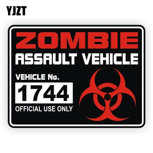 Special Offers YJZT 15x11.2cm Fashion ZOMBIE Assault Vehicle License Retro-reflective Car Stickers Motorcycle Decals C1-8029