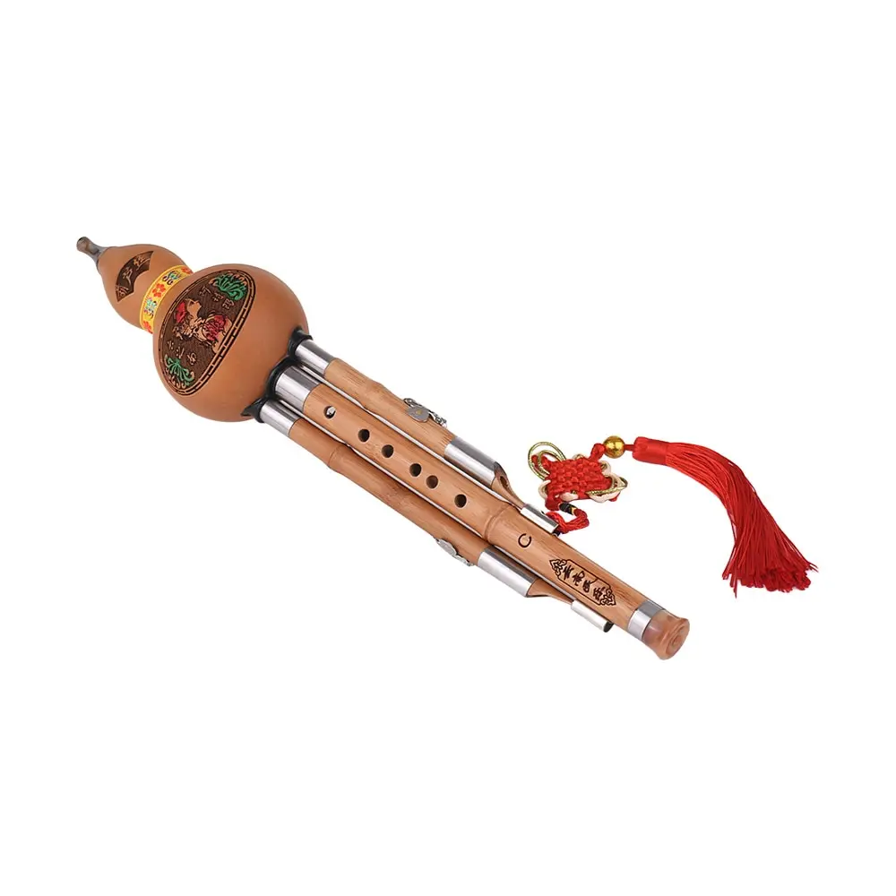 

Treble C-Key Hulusi Cucurbit Flute Bottle Gourd Bamboo Pipes Chinese Traditional Instrument with Chinese Knot Carry Case