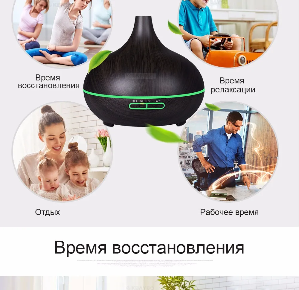 300ml Air Humidifier Essential Oil Diffuser Aroma Lamp Aromatherapy Electric Aroma Diffuser Mist Maker for Home-Wood