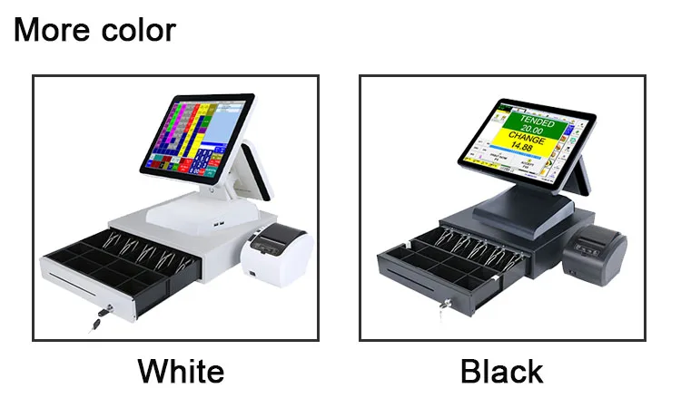Кассовый аппарат белый pos система двойной экран кассовый аппарат самый популярный 15 дюймов pos терминал с 80 мм чековый принтер кассовый ящик