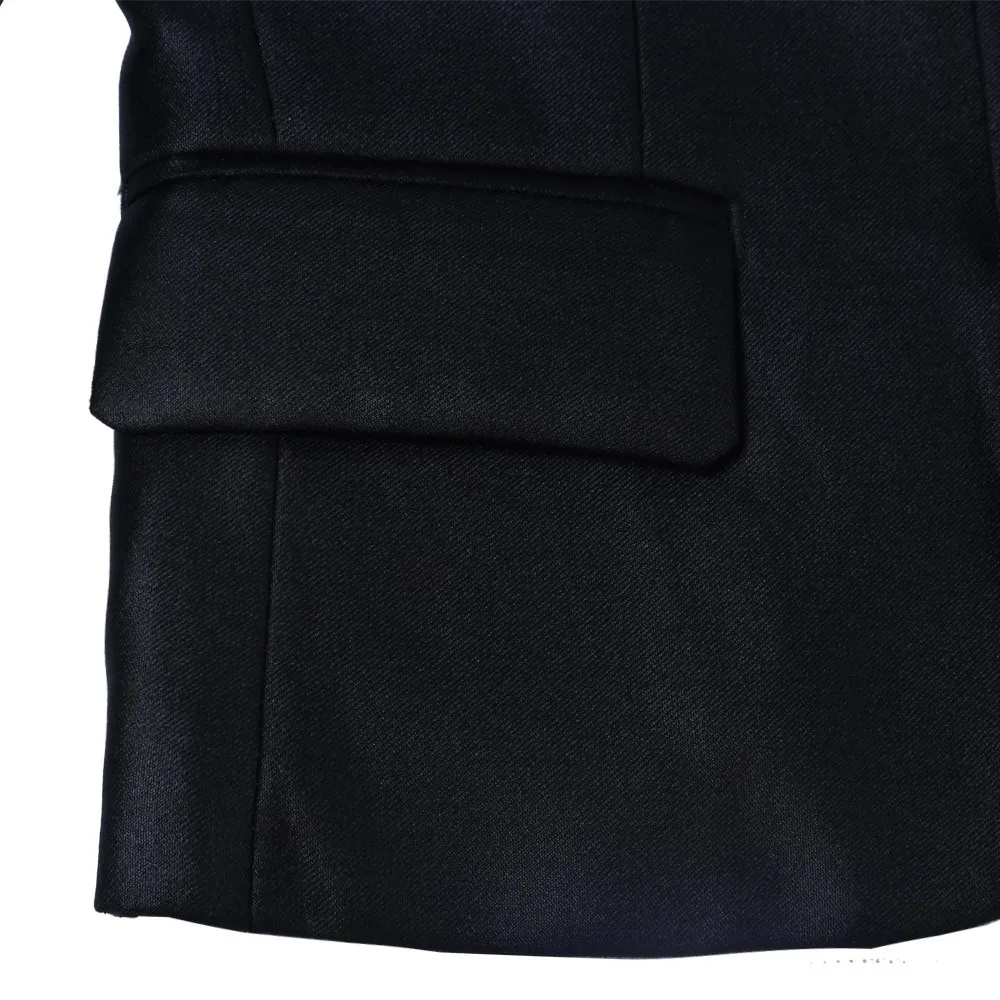 Новые модные флэш-сплошной черный три шт штаны для мальчиков+ жилет деловой костюм Блейзер