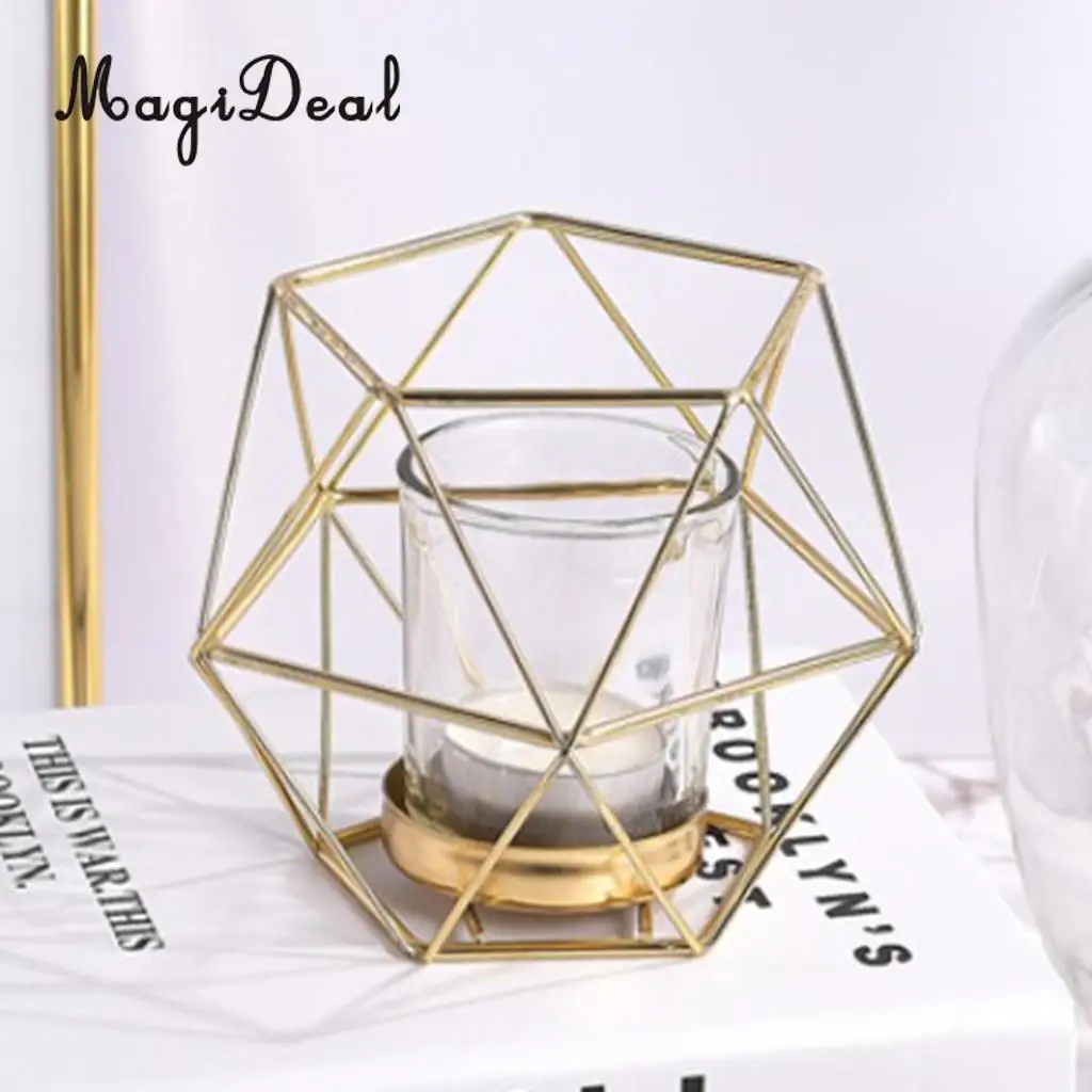 MagiDeal 2-set Geometric Polished Tealight Candle Holder Table Top Centerpiece Weddings Events Parties Decor