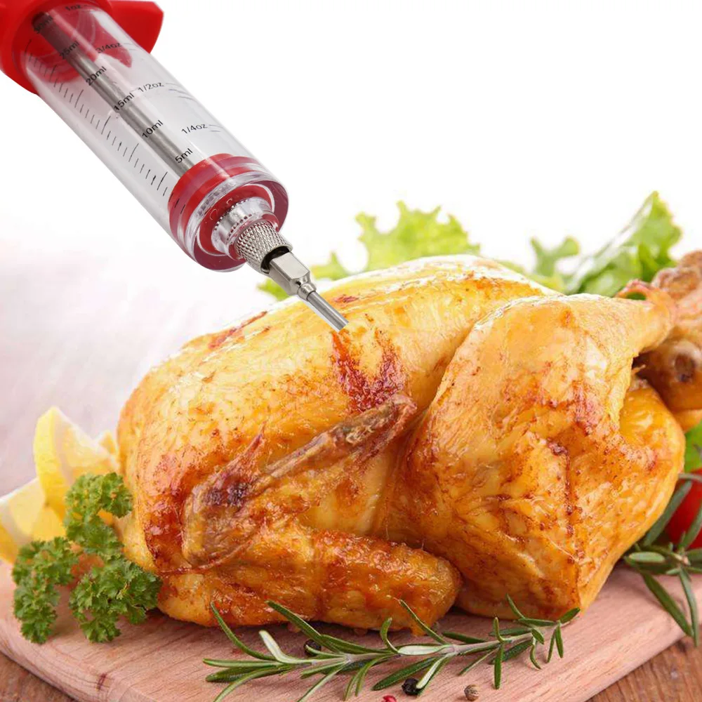 Meat Turkey Injectors Barbecue BBQ Tools Set Grill Syringe Kitchen