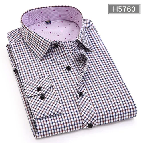 Базовая деловая Высококачественная Мужская рубашка, легкая в уходе модная рабочая одежда с длинным рукавом, умная повседневная мужская клетчатая рубашка - Цвет: 5763