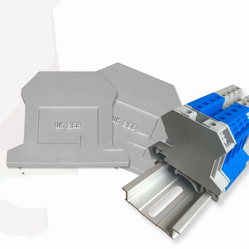 

50pcs/lot D-UK2.5 END PLATE Din Rail Uneiversal screw type Terminal Blocks For uk2.5b uk-2.5b Terminal Blocks