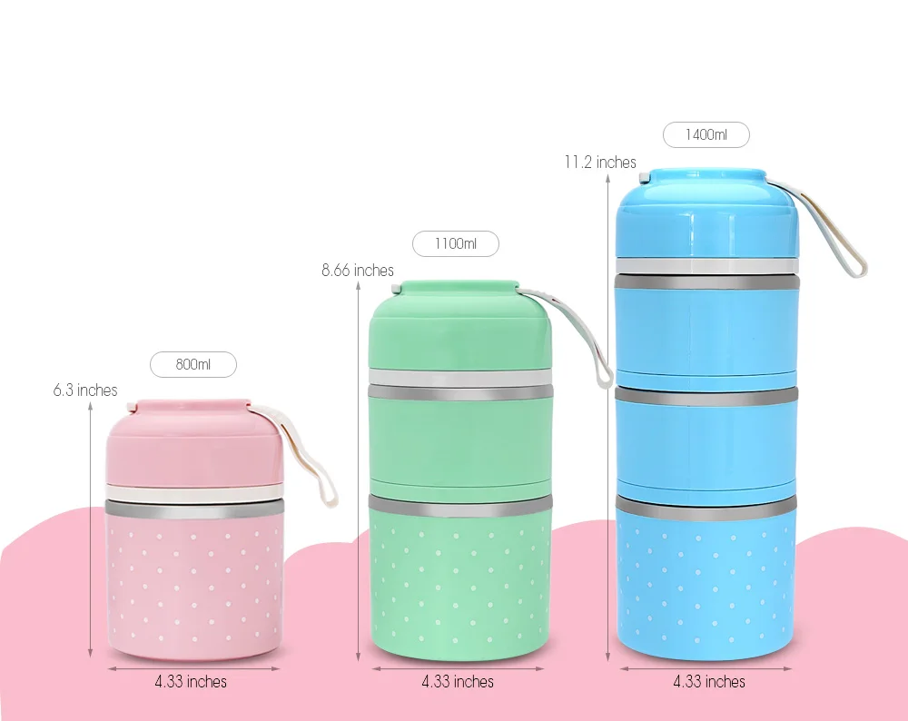 Worthbuy Lunch Box Thermal Leak-proof Stainless Steel  