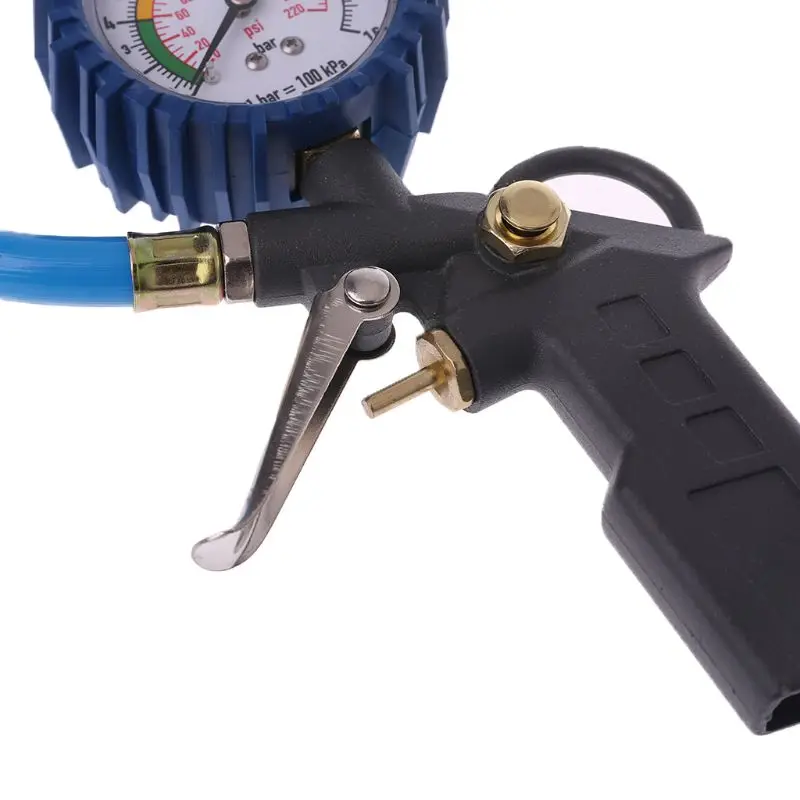 

1/4" BSP Air Line Tyre Inflator Pressure Gauge + Clip On Connector qiang