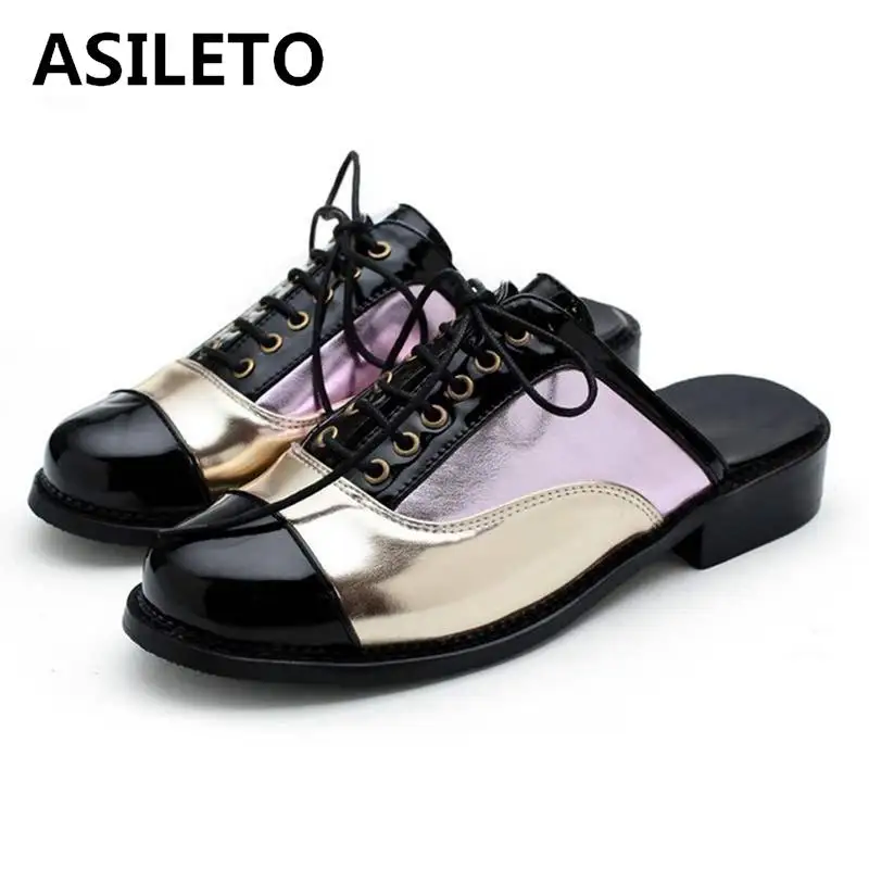 

ASILETO Women Summer Slippers woman brand Mules shoes woman Slides Lace Up Flat Slippers Women Shoes Flip Flops Size45 46 A1273
