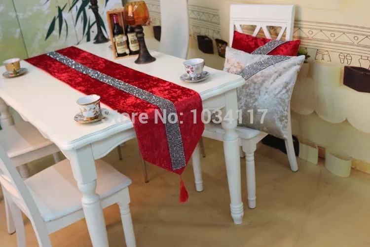 Красочные модные роскошные бархатные ткани мягкие Стразы обеденный стол бегун чай флаг Скатерть украшение для дома шкаф