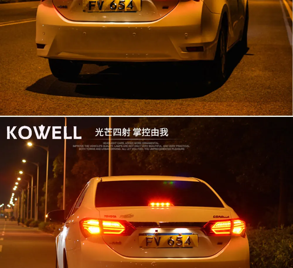 KOWELL- для toyota Corolla светодиодный задний фонарь автомобильный Стайлинг багажная лампа сигнал+ тормоз+ Обратный парковочный свет