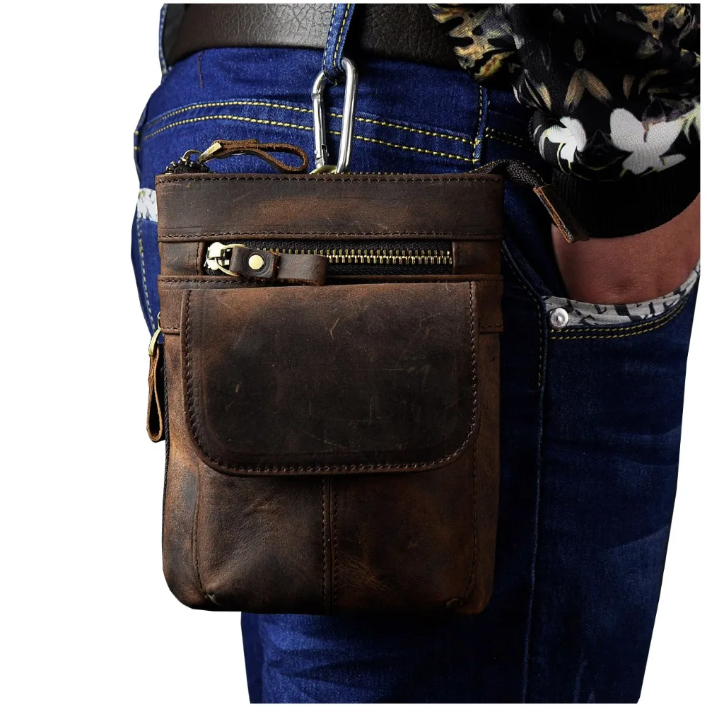 Натуральная кожа Мужская многофункциональная дизайнерская маленькая сумка через плечо сумка на одно плечо модная поясная сумка на пояс чехол для сигарет 611-18