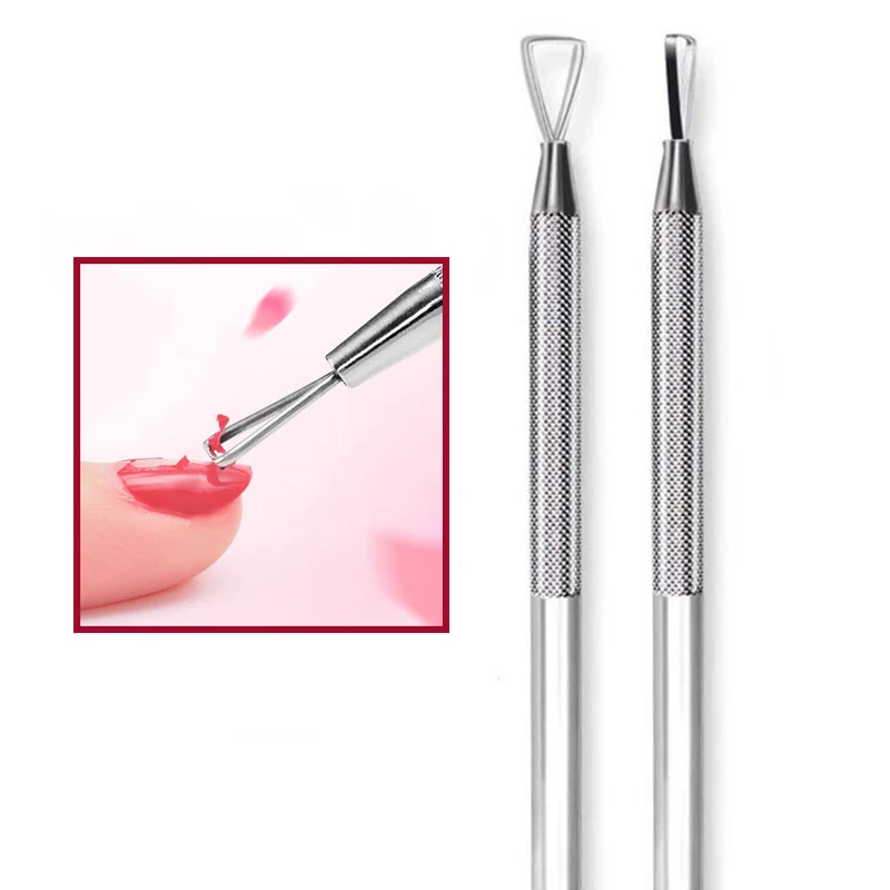 

Stainless Steel Nail Polish Remover Triangle Head Nail Art UV Gel Removal Stick Cuticle Pusher Varnish Cleaner Pedicure Manicure