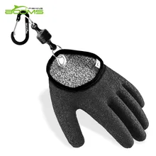 Booms Fishing Free Hands Fishing Gloves Waterproof Anti-Slip Full Finger Glove for Grip Handing Fish Safety with Magnet Release