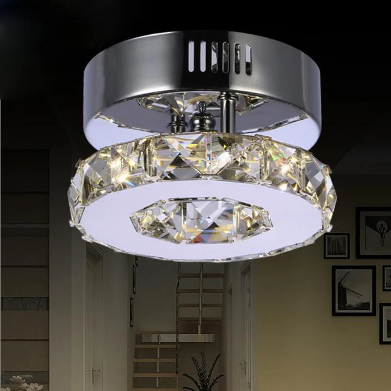 Modern simple porch circular crystal lamps aisle dimming lights led
