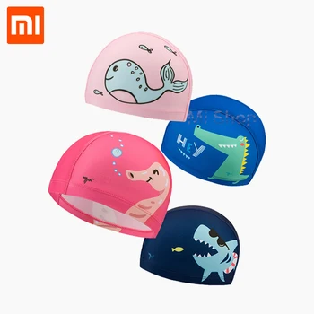 

Xiaomi 7th Children's Swimming Cap UPF50+ Anti-UV Flexible Soft Durble Quick Drying Swim Protective Gear Cute Cartoon For Kids