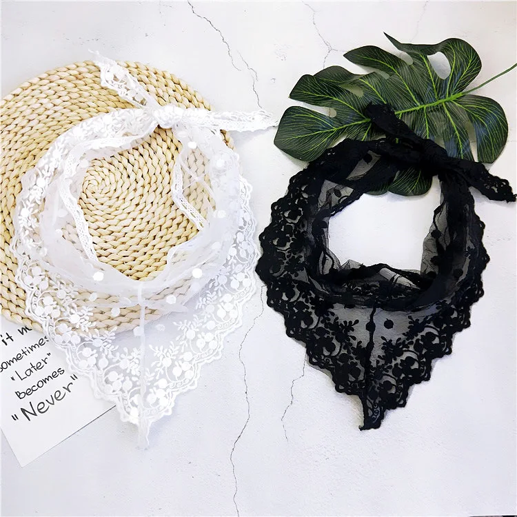

Lace solid color triangular scarf female spring and autumn winter new Korean scarf wrist scarves