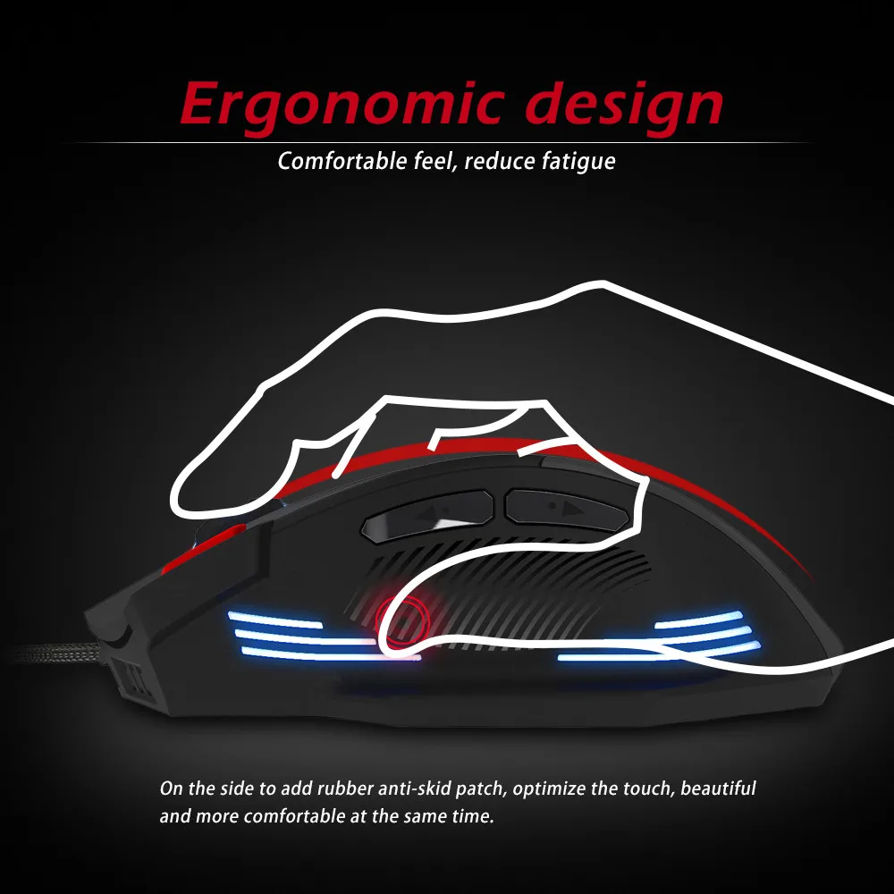 ZELOTES T-60 Professional Wired Gaming Mouse 7 button 3200 DPI 4 Color Led Light Optical USB Computer Gamer Mice for PC Laptop (8)