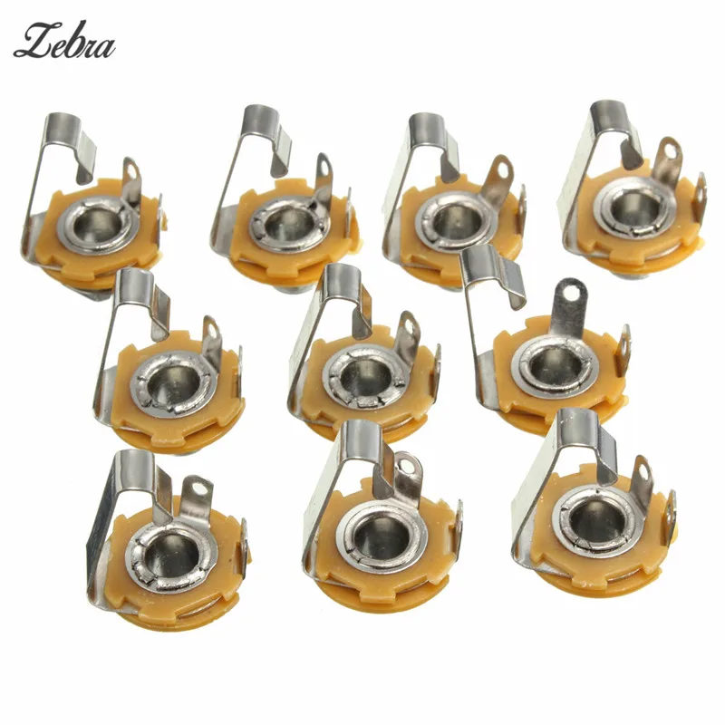 

Zebra 10pcs/set 1/4 inch Metal Guitar Jack Socket Connector Female Panel Mount for all Acoustic Electric Bass Guitar