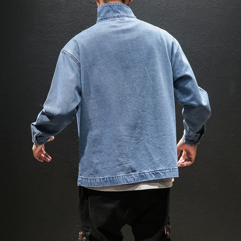 Men Streetwear Hip Hop Pullover Denim Jacket Male Fashion Casual Jeans Coat Couple Spring Autumn Clothing
