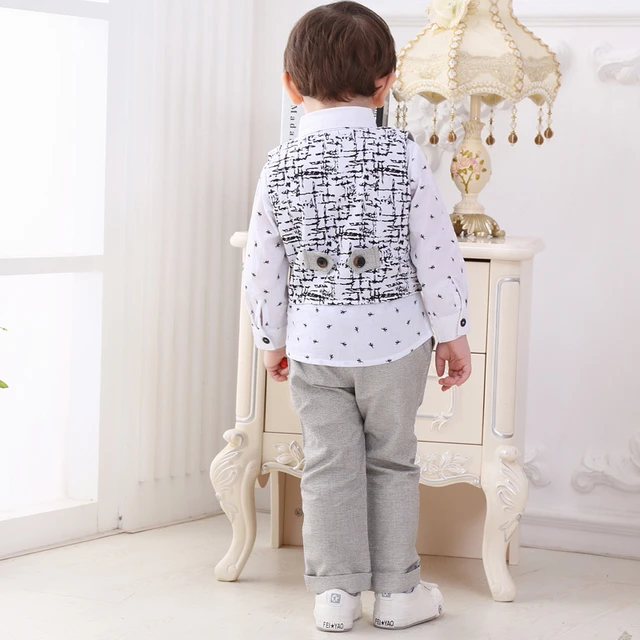 Ropa para bebé, traje de Caballero de algodón para niños de 3 piezas, conjuntos de ropa para niños de meses a 4 años - AliExpress