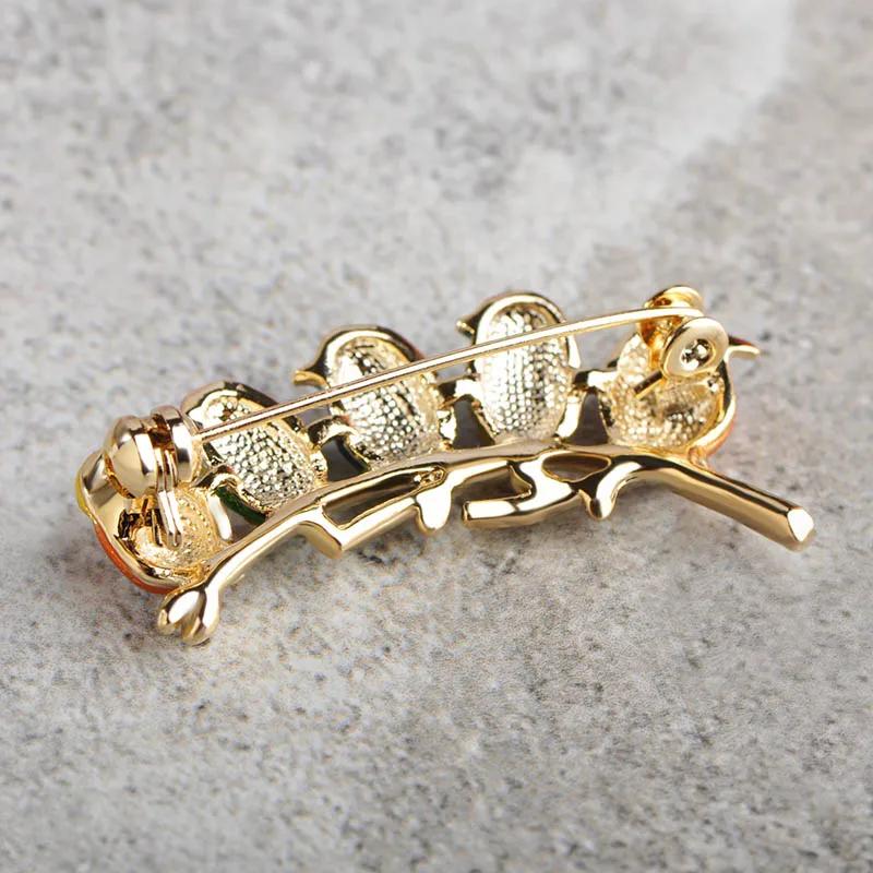 Blucome Vivid Colorful Enamel 5 Birds Brooches For Women Kids Gold Color Crystals Broches Scarf Dress Suit Shoulder Hat Brooches