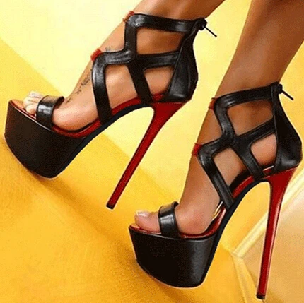 FGHGF/модные летние женские босоножки на высоком каблуке 16 см; пикантная обувь для стриптиза; вечерние туфли-лодочки; женские сандалии-гладиаторы на платформе