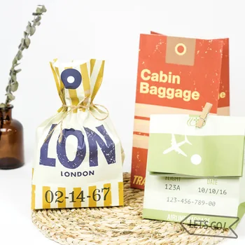 

3 sets Gift Wrap Storage paper bag luggage tag Vintage Retro style as gift packaging