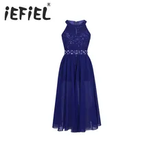 IEFiEL/Для детей для девочек с цветочными кружевами, без рукавов, стразы Макси Летнее платье принцессы платье для торжественных событий, школьный танцевальный День рождения