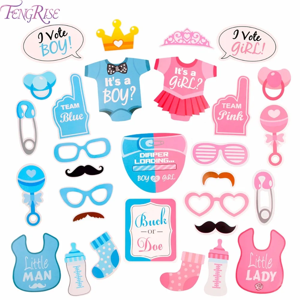 

FENGRISE Its a Boy Girl Photo Booth Props Newborn Baby 1st Birthday Photobooth Baby Shower Decor Gender Reveal Party Supplies