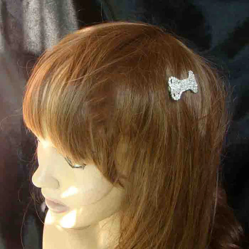 Fashion clear rhinestone dog bone pet hair barrette lady french barrette ornament jewelry accessory  6pcs x