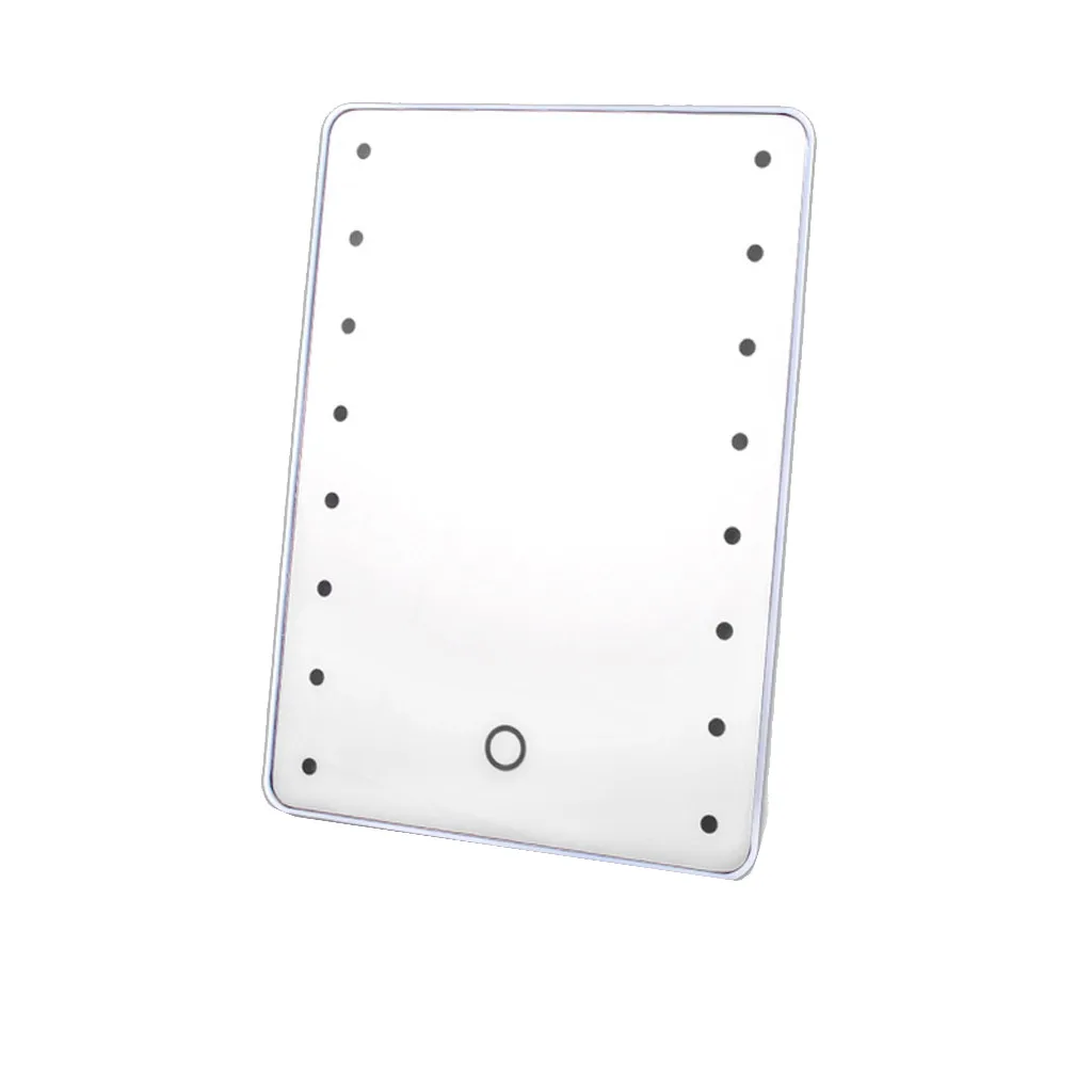 Портативный 16 светодиодный s освещенный экран косметическое туалетное зеркало Настольный складной светодиодный сенсорный экран зеркало - Цвет: Белый