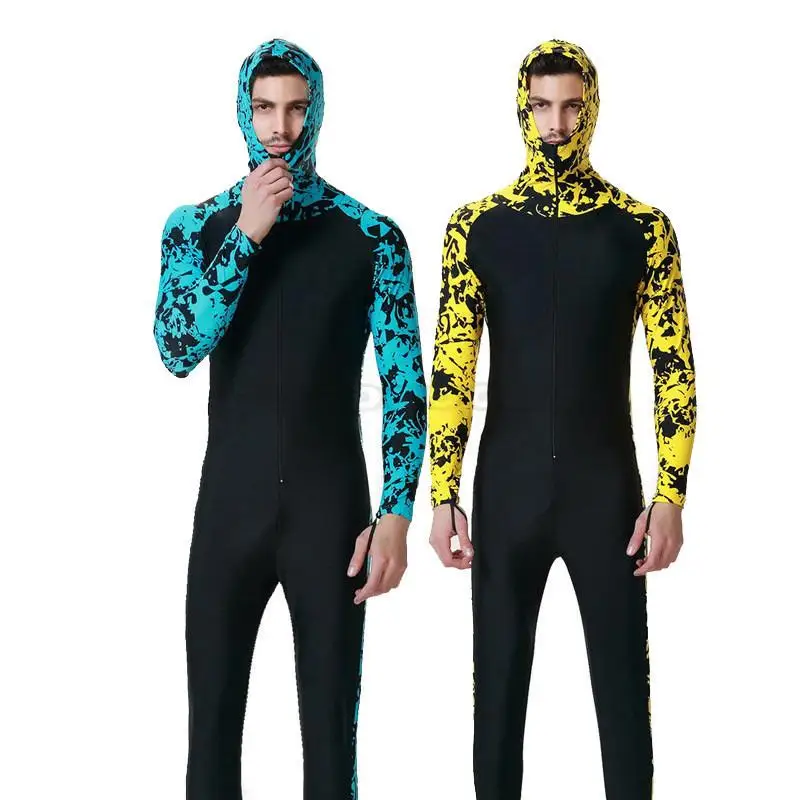 Профессиональный купальник Костюмы Для мужчин один штук Рашгард купальный костюм с капюшоном UPF50+ Плавание Серфинг Спортивные Купальники
