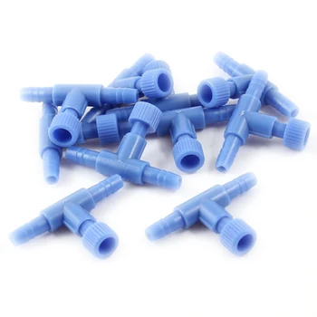 

10 Pcs Blue Plastic 2 Way Aquarium Fish Tank Air Pump Control Valves