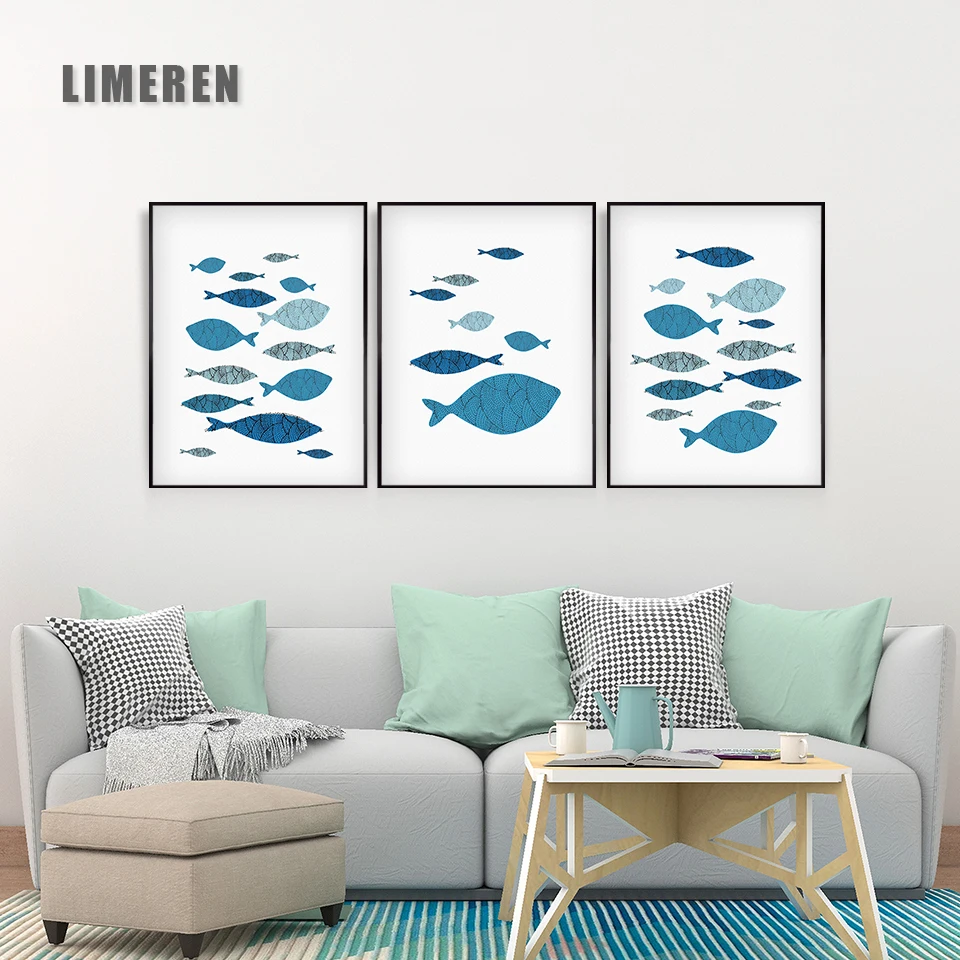 

Blue fish Pictures Wall Art Printing Painting Modern Canvas Painting Living Room Home Decor Posters And Prints